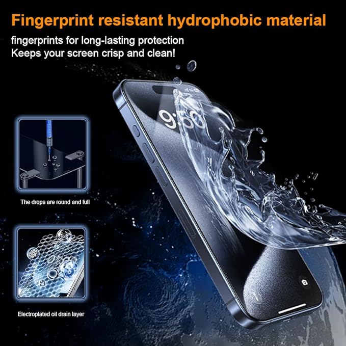 OneFish Screen Protector for Iphone 15 Plus, HD Clarity Tempered Glass Film 9H+ Hardness, with Hassle-Free Installation Frame, Dust-Free Bubble-Free Anti-Fingerprint, 2Pack