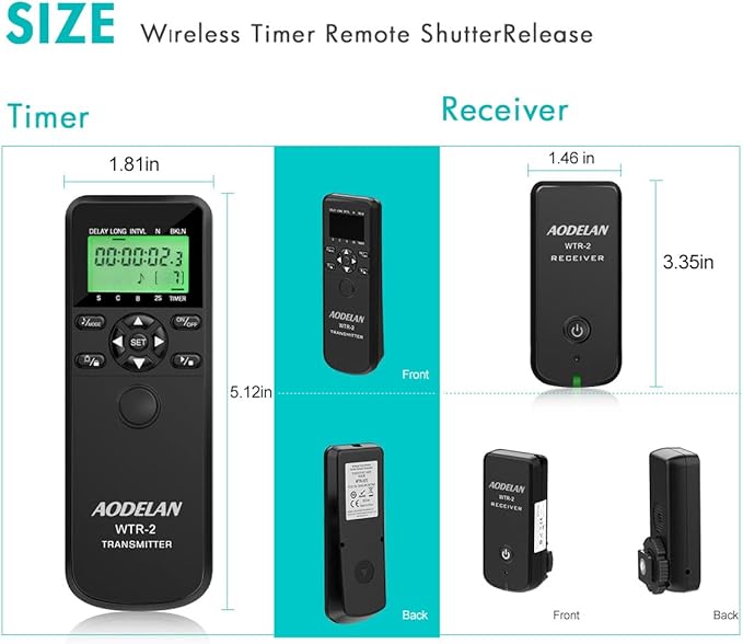 Wireless Shutter Release Timer Controller and Intervalometer with LCD and HDR for Olympus OM-D E-M10 Mark II, Pen E-PL8, Pen-F and for Panasonic Lumix DMC-G7, G85, GH4