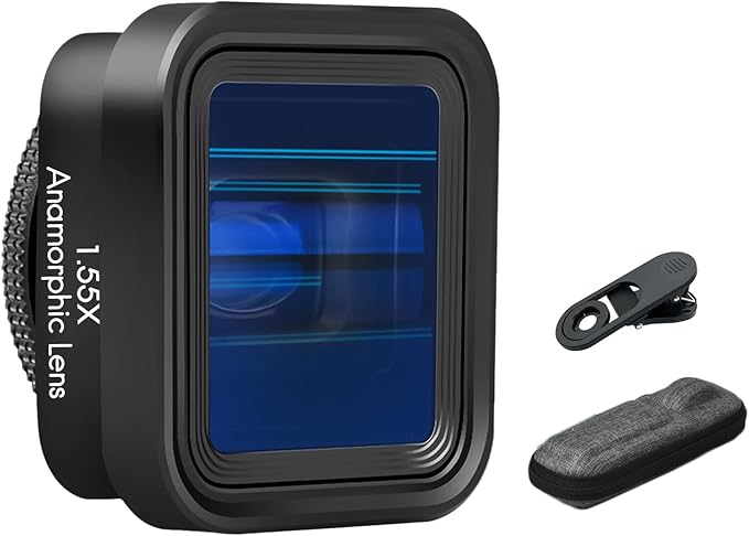 Andoer Anamorphic Movie Lens 1.55X - Universal Lens Clips & Carry Bag - Compatible with iPhone 15/14/13/12/11