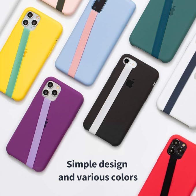 Sinjimoru Stretchable Silicone Phone Strap, Flexible and Elastic Grip Holder for iPhone & Android, Secure Phone Loops Finger Grip with Wireless Charging Support Sinji Loop Blue