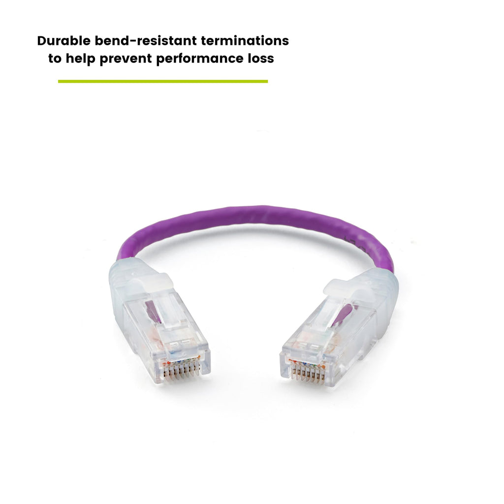 TRUECABLE Cat6 Component Rated Patch Cable, Unshielded (U/UTP), 6in, Purple, 28AWG Stranded Pure Copper, Snagless 10G High-Speed Ethernet Cable, PoE++ 4PPoE 100W, UL Listed, RoHS-3, 1 Pack