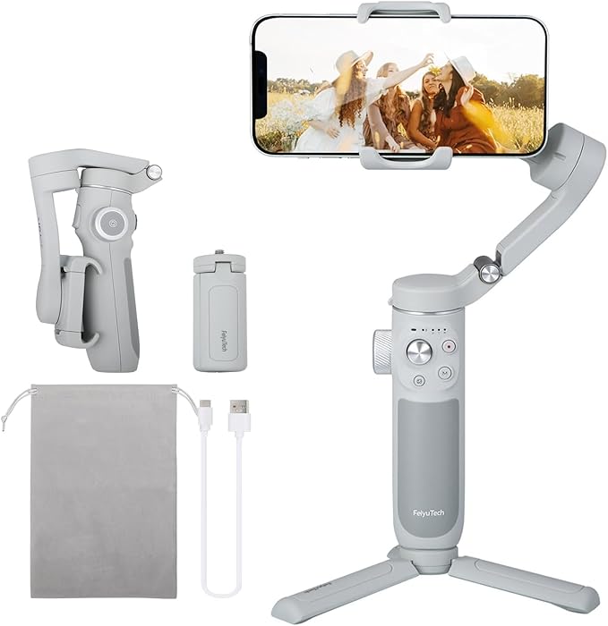FeiyuTech VB 4SE Gimbal Stabilizer for Smartphone,Foldable Phone Gimbal for Video Recording,Gesture Control,Fit iPhone&Android, iPhone Stabilizer for YouTube,TikTok,Vlog,Live Stream,Max 0.69lb