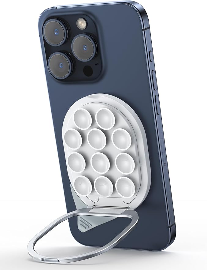 JOYROOM Suction Cup Phone Mount, Magsafe Phone Grip with Pull Ring, Phone Suction Grip for iPhone Samsung Android, Cell Phone Grip Holder for Creators, Selfies, Fitness(White)