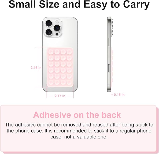 2PCS Silicone Suction Phone Case Mount,Non Slip Suction Cup Phone Mount,Hands-Free Phone Accessories Holder for Selfies and Videos,Silicon Adhesive Phone Stand Sticky for Cell Phone Pink
