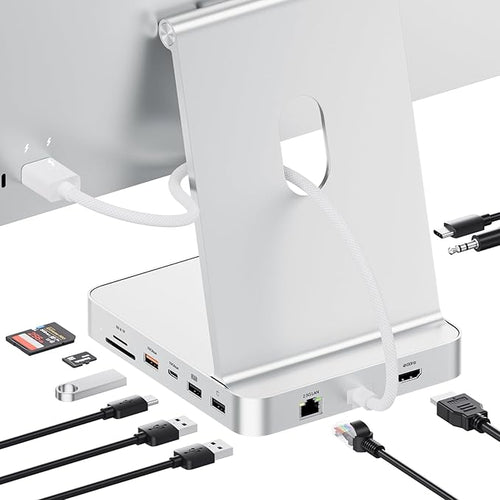 11-in-1 USB C Hub for iMac 24" 2021-2024 with M.2 NVMe 4TB SSD Enclosure