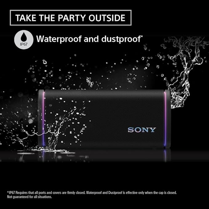 Sony ULT Field 5 Wireless Portable Bluetooth Speaker, IP67 Waterproof, Dustproof, and Rustproof with Enhanced Bass, 25 Hour Battery, 360° Party Light, and Shoulder Strap (SRSULT50W), Off White