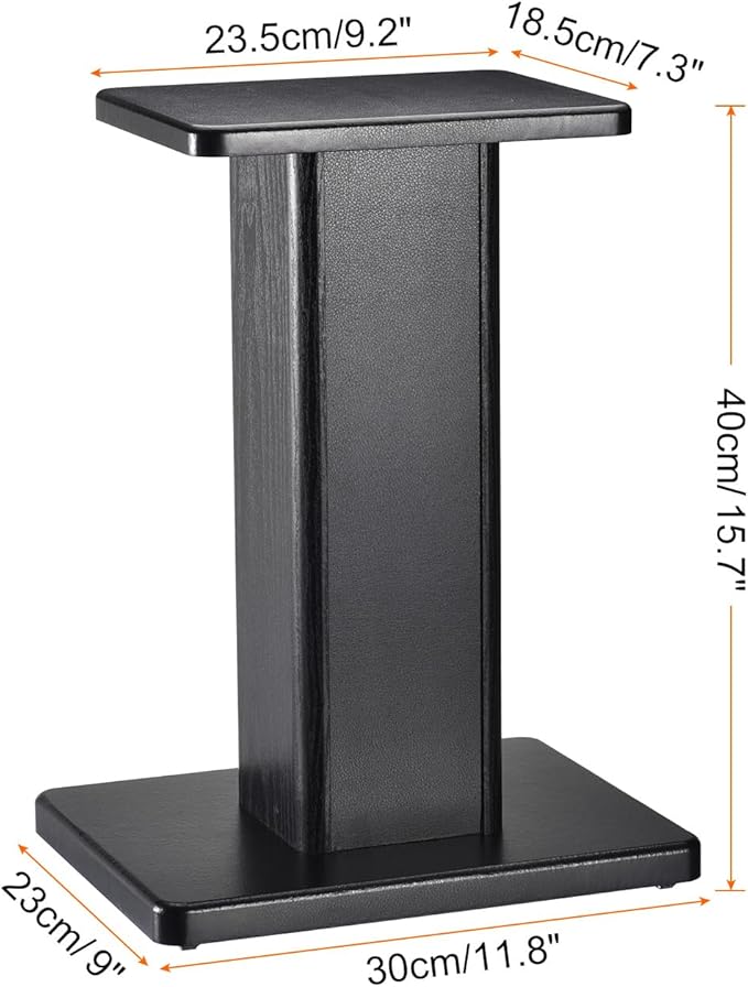 MECCANIXITY Wood Speaker Stands, 2 Pack 15.7 Inch (40cm) Universal Speaker Stand Hollowed Bases Enhanced Audio Listening for Home Theaters Cinema