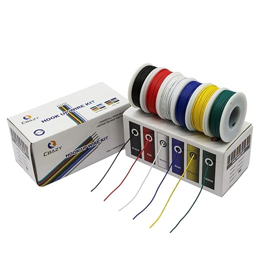 Hook up Wire Kit (Stranded Wire Kit) 24 Gauge 6 Colors 32.8 feet Each Electrical Wire 24 AWG PVC Wire