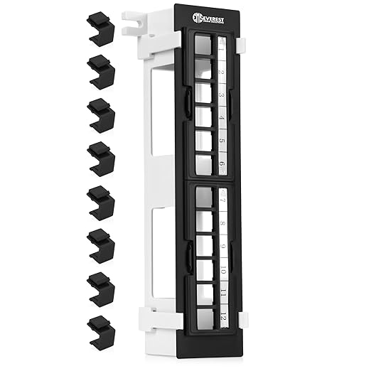 Everest Media 12-Port Keystone Patch Panel (1-Pack) - Removable 6-Port Panels - with 89D Wall Mount Bracket - Vertical/Horizontal Installation - 8 Blank Keystone Jack Inserts Included