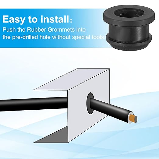 PATIKIL 13mm / 1/2 Inch Drill Hole,3/8 Inch ID Rubber Grommets, 12Pcs Top Hat Grommet for Wiring Eyelet Ring Gasket Automotive Firewall Cable Hole Plugs Wires Protection, Black
