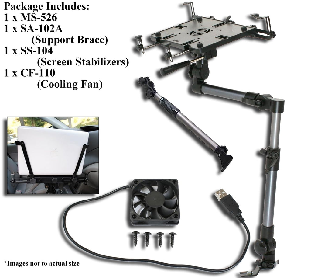 Mobotron MS-526B Heavy Duty Laptop Mount Holder for Cars, Trucks, SUVs, and other Applications with Complete Accessory Package