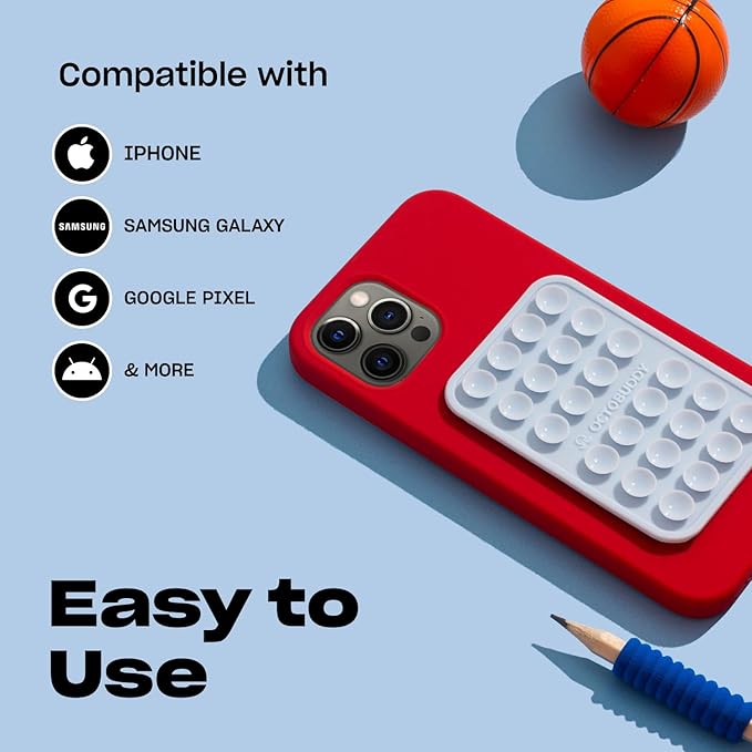 Classic - Silicone Suction Phone Case Adhesive Mount - Hands-Free, Strong Grip Holder for Selfies & Videos - iPhone & Android Compatible - 2.25″ x 3.25″, Marigold
