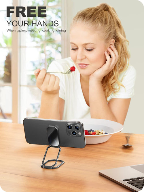 A-LuGei 𝗙𝗼𝗹𝗱𝗮𝗯𝗹𝗲 & 𝗔𝗱𝗷𝘂𝘀𝘁𝗮𝗯𝗹𝗲 Phone Kickstand Ring Holder, Magnetic Cell Phone Grips, Phone Stand for Desk, Adhesive Phone Holder for Hand, 360° Rotation Ring for Back of iPhone Case