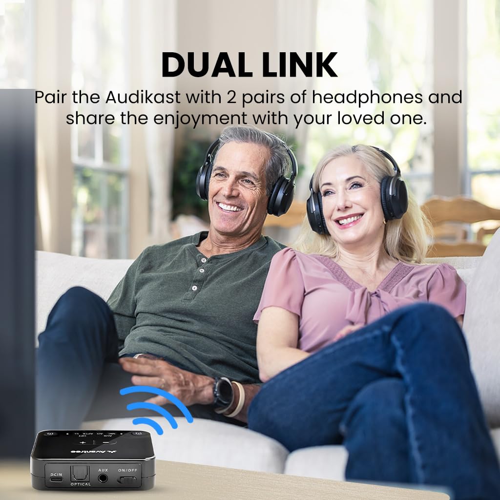 Avantree Audikast 3 – Bluetooth TV Transmitter for 2 Headphones