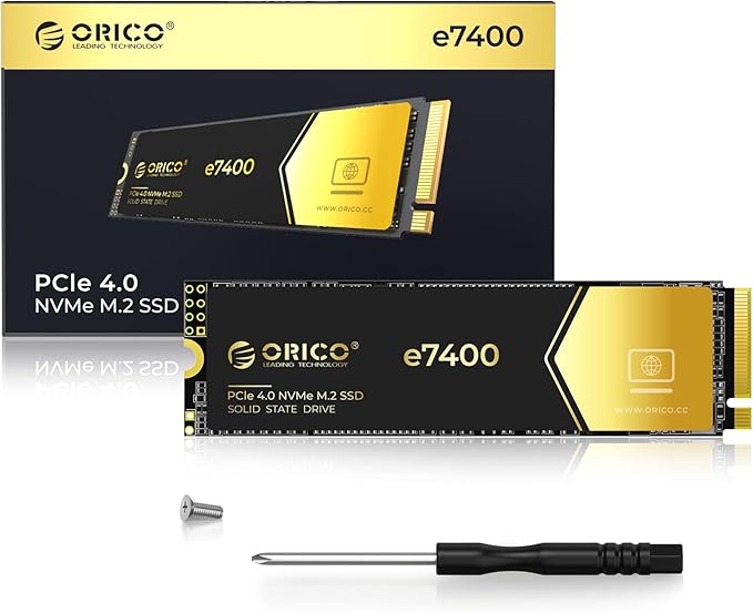 ORICO 2TB NVMe SSD PCIe 4.0- Up to 7400MB/s, M.2 SSD 2280 PCIe 4.0X4 Internal Solid State Drive SSD, Fast Heat Dissipation, Compatible with macOS Windows for Gamers and Creators-e7400