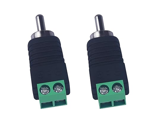 RCA Plugs for Speaker Wire，RCA to AV Screw Terminal Connector, Phono RCA Male Plug Solderless Converter Audio/Video Speaker Wire Connectors Solderless Adapter