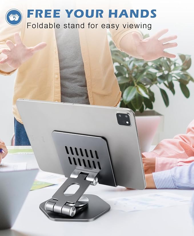 Tablet Stand, Aluminum Desktop Holder, Compatible with 5-12.9" iPad, Grey