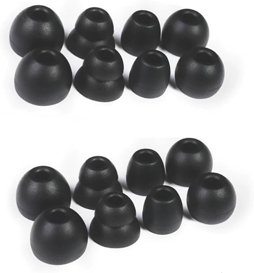 8 Pairs Replacement Silicone Earbuds Tips for Powerbeats Pro & Beats Flex/BeatsX Headphones, 4 Sizes Soft Flexible Noise Reduction Eartips Compatible with Beats Flex Earbuds Replacement Tips (Black)