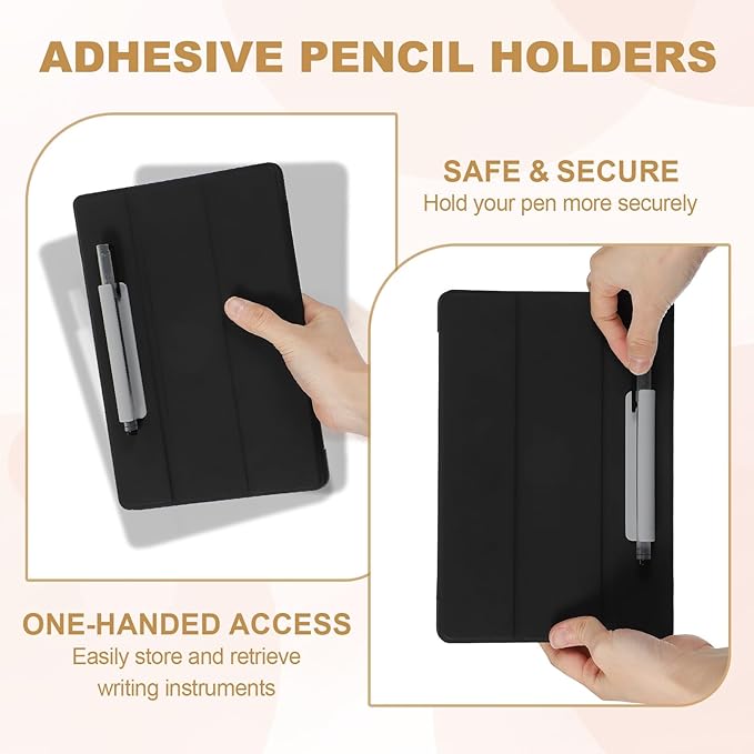 PATIKIL 2 Pcs Adhesive Pencil Holders, 105mm Long Universal Pencil Clip Silicone Pen Holder Office Pen Organizer for Desk Wall Clipboard Notebook Tablet Case Stylus, Purple