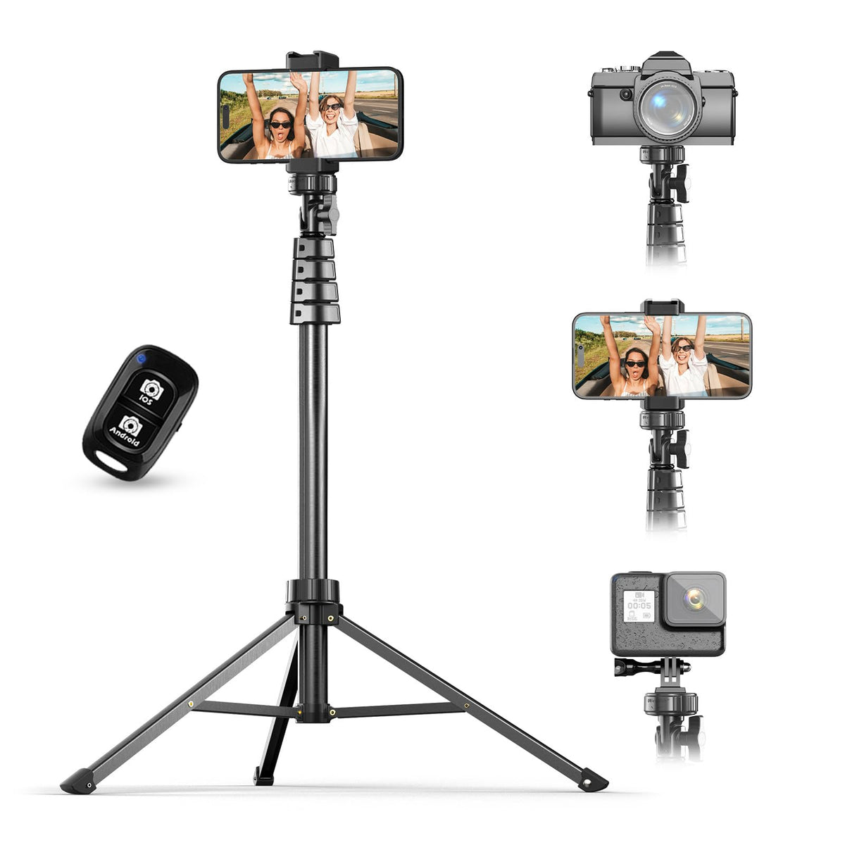 UBeesize 92’’ Cell Phone Tripod Stand with 16.5’’ Gooseneck and Remote, Overhead Tripod with Adjustable 360°Ball Head & Phone Holder for iPhone17 Pro Max/Pro/Plus/ /16/15/14/13, Android Cell Phone