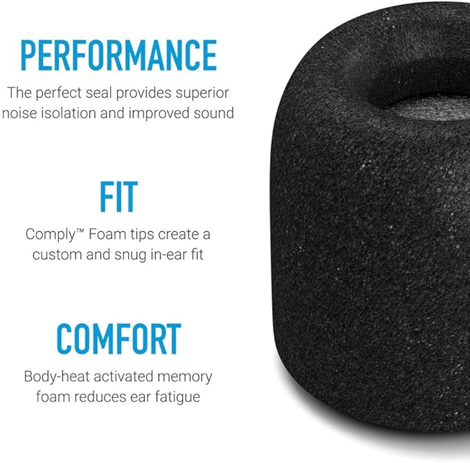 Comply Memory Foam Replacement Earbud Tips for Beats Fit Pro & Beats Studio Buds | Ultimate Comfort, Secure Fit, Superior Noise Isolation | Black, Medium (3 Pairs)