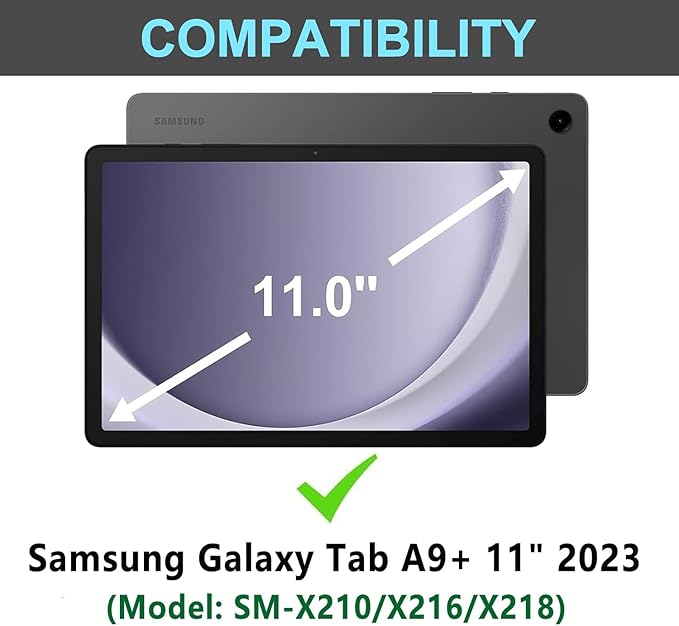 Galaxy Tab A9 Plus Case with Keyboard 5G 11 Inch 2023 (SM-X210/X216/X218), 7 Color Backlit Detachable Tablet Keyboard Cover with S Pen Holder for Samsung Galaxy Tab A9+ 11" (Black)