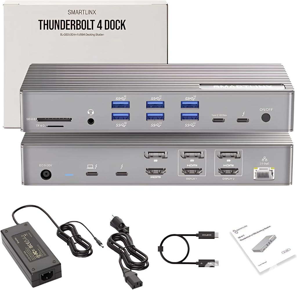 Thunderbolt 4 MacBook Docking Station Dual Monitor 21-in-1 USB-C Dock, 150W