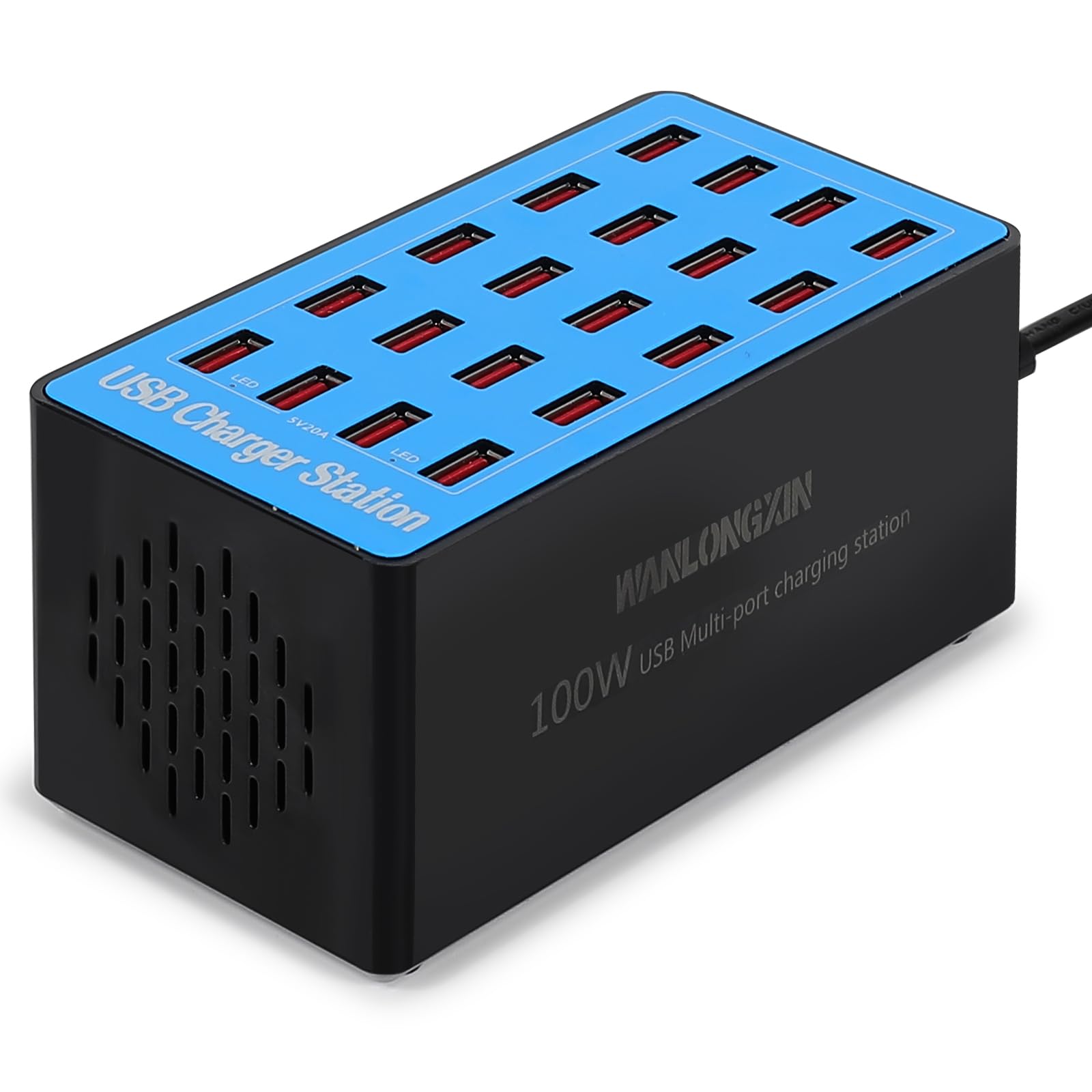 USB Charging Station,100W 20-Port Multi Smart Safety Fast Charger Station for Phone Tablet Watch Headphone PS, Compact Desktop Charger Home Office Travel