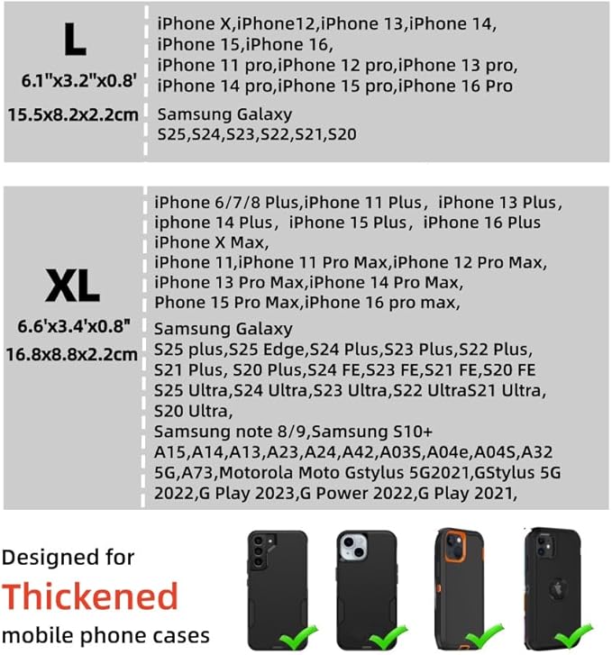 Phone Holster Pouch Case Belt Clip Loops Card Slot for Man iPhone12 13 14 15 16 17,11 12 13 14 15 16 17pro,17Air/Samsung S25 S24 S23 S22 S21 S20/LG/Moto (Black&Yellow, L(6.1" x3.2''x0.8))