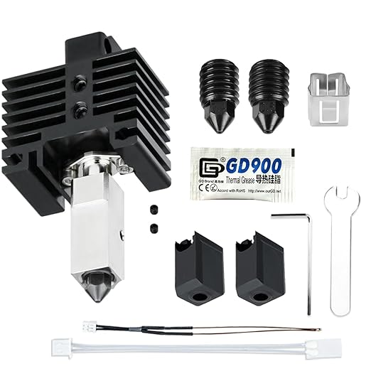 JUUPINE Upgraded Bambu Labs Hotend X1 Carbon Assembly for Bambu Lab X1/X1C 3D Printer,24V 60W Ceramic Heater HotEnd Kit with Removable Hardened Steel 0.4mm Nozzle for Bambu Labs X1 Series 3D Printers