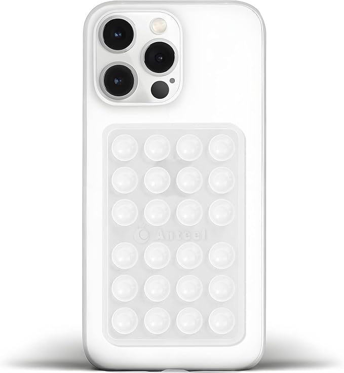 Anteel Medium-Sized Silicone Suction Phone Case Adhesive Mount, Enhanced Suction Power and Upgraded Thickened Sticky Phone Grip, Durable, Hands-Free Sticky Phone Holder, 2.28"x3.46" (Translucent)