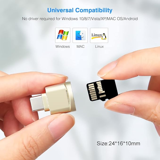 USB C Micro SD Card Reader (Pack of 2 Pcs), BorlterClamp Type C OTG TF Memory Card Reader Compatible with Laptop, MacBook, Tablet, Smartphone