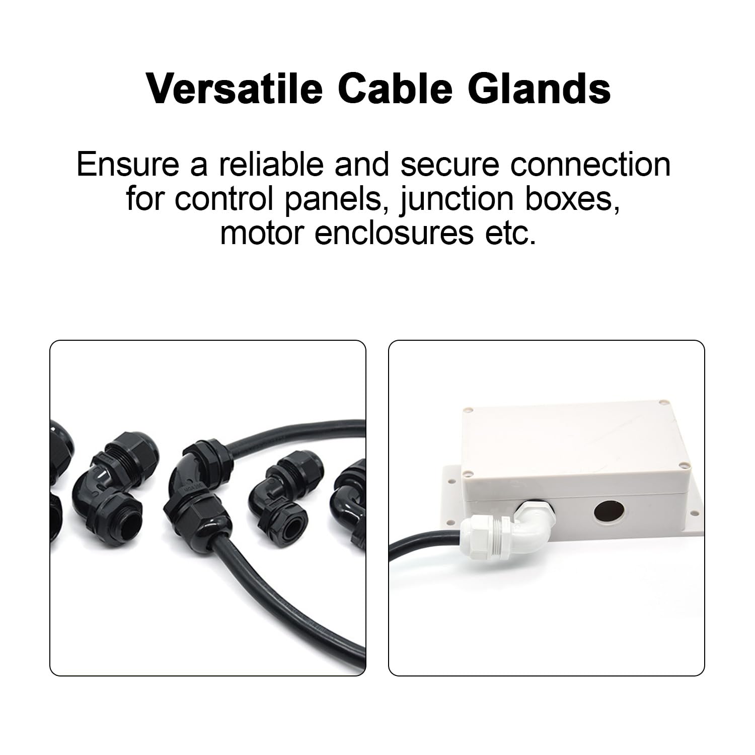 LeMotech M25 Cable Gland, 90 Degree Adjustable 13-18mm Strain Relief, Cord Connectors Nylon Joints with Gaskets, 2 Pcs, Grey