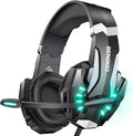 BENGOO G9000 Stereo Gaming Headset for PS4 PC Xbox One PS5 Controller, Noise Cancelling Over Ear Headphones with Mic, LED Light, Bass Surround, Soft Memory Earmuffs for Laptop Mac - Black