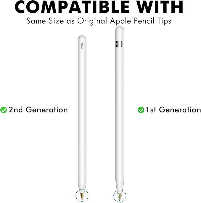 NIUTRENDZ 4 Pack Replacement Tips for Apple Pencil 2nd Generation and 1st Generation Fine Point Metal Tip, Wear-Resistant & Precise Control (1.05mm, Clear + Pink + Blue + Grey)