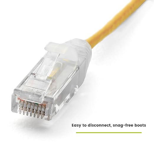 TRUECABLE Cat6 Component Rated Patch Cable, Unshielded (U/UTP), 14ft, Yellow, 28AWG Solid Copper, Snagless 10G High-Speed Ethernet Cable, PoE++ 4PPoE 100W, UL Listed, RoHS-3, 1 Pack