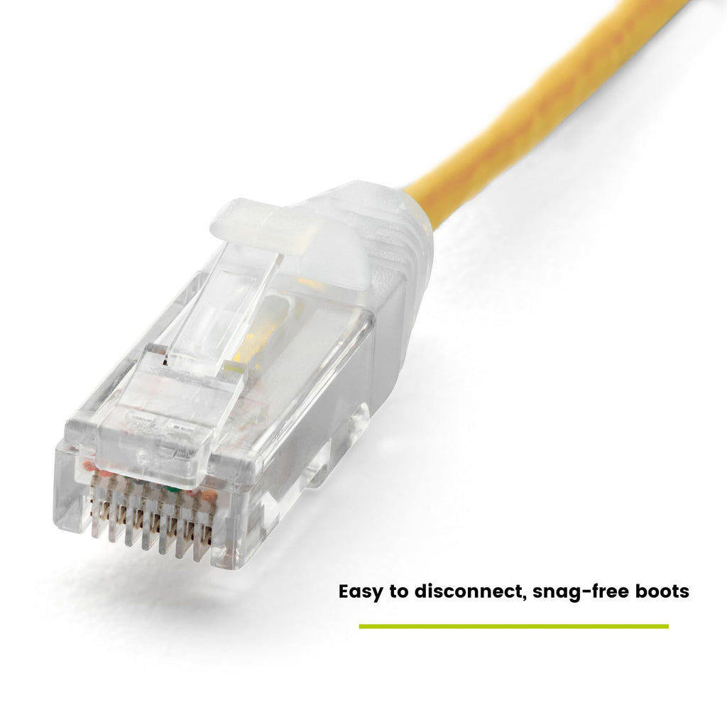 TRUECABLE Cat6 Component Rated Patch Cable, Unshielded (U/UTP), 1ft, Yellow, 28AWG Stranded Pure Copper, Snagless 10G High-Speed Ethernet Cable, PoE++ 4PPoE 100W, UL Listed, RoHS-3, 1 Pack