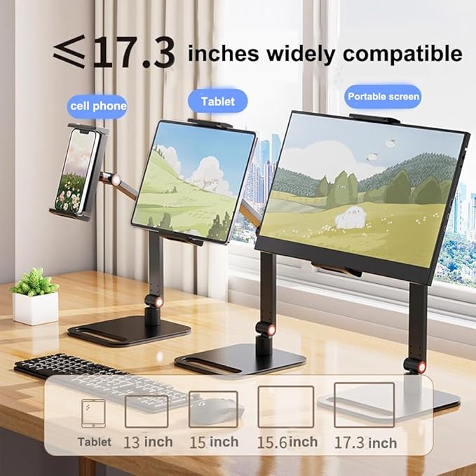 Tablet Stand Holder, Stable Portable Space-Saving Multi-Device Holder for Home, Office, Kitchen