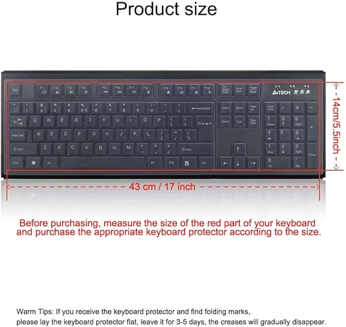 Ultra Thin Desktop PC Silicone Clear Keyboard Cover Skin Protector for 104/107 Keys Standard Desktop Keyboard, Waterproof, Dustproof, Reusable