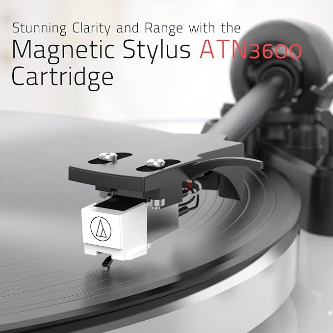 Turntables Record Player for Vinyl with Wireless Output Connectivity Belt-Drive 33 45 RPM Speed Phono Line USB Digital to PC Recording MM Audio Cartridge Stylus Adjustable Counterweight Piano White