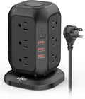 AiJoy Power Strip Tower Surge Protector with 12 AC Outlets, 3 USB-A & 1 USB-C Ports, 10 FT Extension Cord, Charging Station with Overload Protection, for Home Office Dorm Living Room
