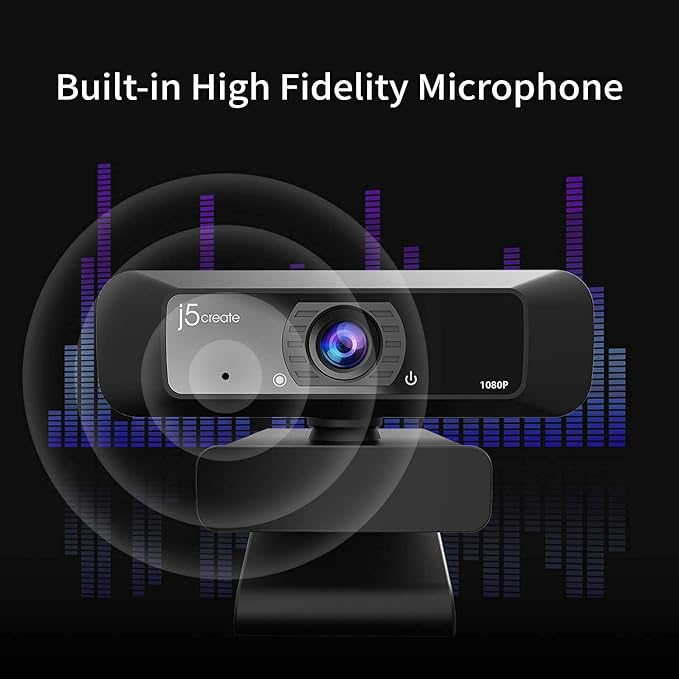 j5create USB Streaming Webcam - 1080P HD with 360° Rotation, High Fidelity Microphone, Plug and Play for PC/Mac/Laptop/Desktop/Skype/YouTube/Zoom/Facetime, Suitable for Conferencing/Calling (JVCU100)
