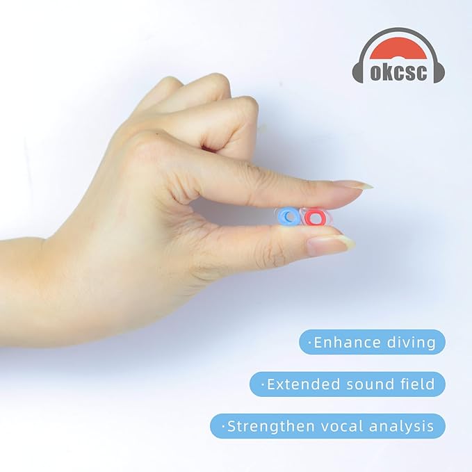 OKCSC 2 Pieces Soft Liquid Silicone Eartips Set, Bullet Ear Plugs - Low-Profile Hearing Protection for Study,Travel,Bowl Type(1 Pairs/L/Red/No Earphone)