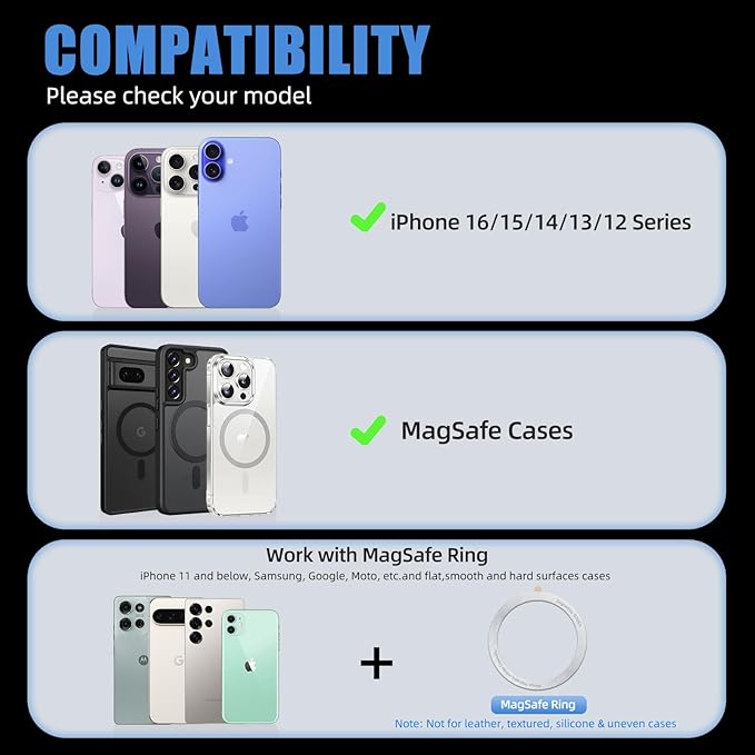 Phone Tripod Stand, Aluminum Alloy Mini Tripod Compatible with Magsafe iPhone 16/15/14/13/12 Series, Foldable Strong Magnetic Phone Stand, Mult-Angle Adjustment Selfie Stick (Ocean Blue)