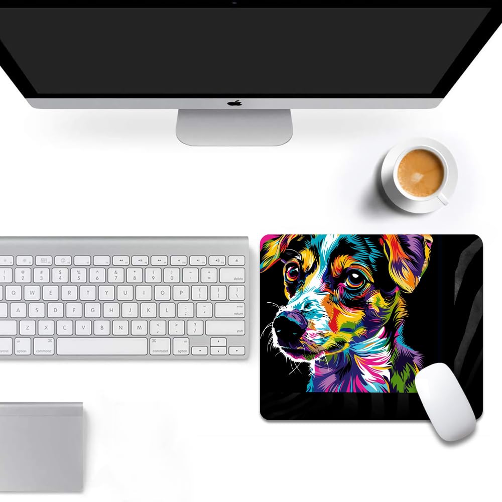 Square Mouse Pad Colorful Dog Portrait-5,Gaming Mouse Pads for Desk,Soft Computer Waterproof Non-Slip Mouse Mat