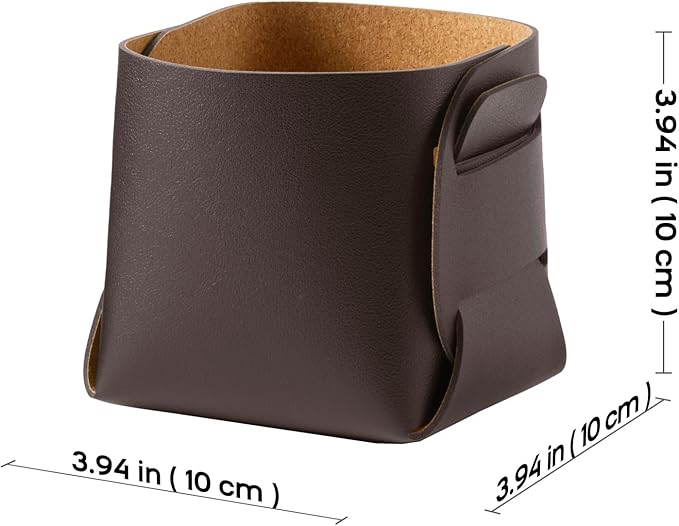 HOMIEAZICOZI 2-Pack Cork Leather Desk Accessories Storage - Pencil Pen Holder - Makeup Brush Holder Organizer - Stylish Addition to Home Decor (Coffee)