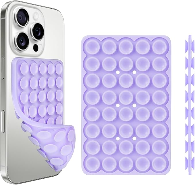Giumel 2PCS Silicone Suction Phone Case Mount,Non Slip Suction Cup, Hands-Free Phone Accessories Holder for Selfies and Videos,Silicone Adhesive Stand Sticky for Cell Phone Rose red