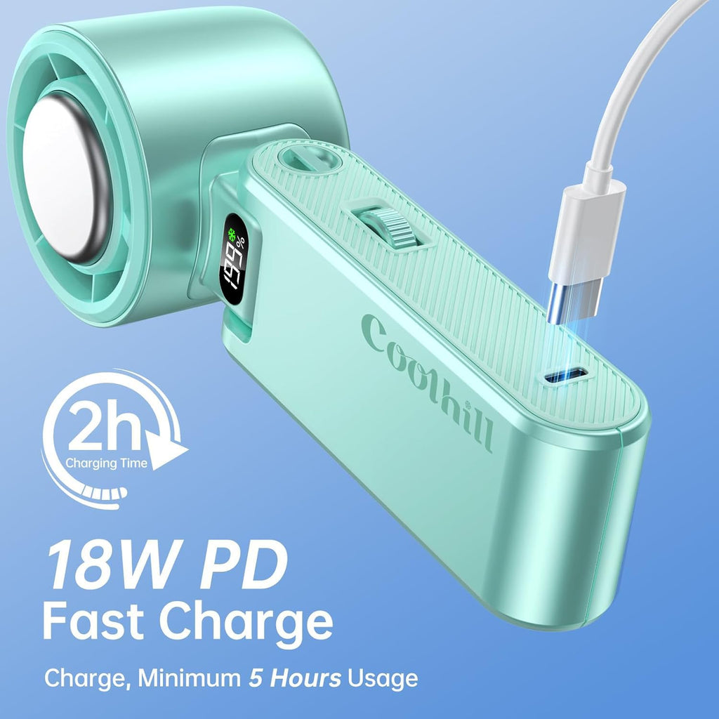Coolhill Pro Handheld Portable Fan with Ice Cooler 199-Speed 5500mAh