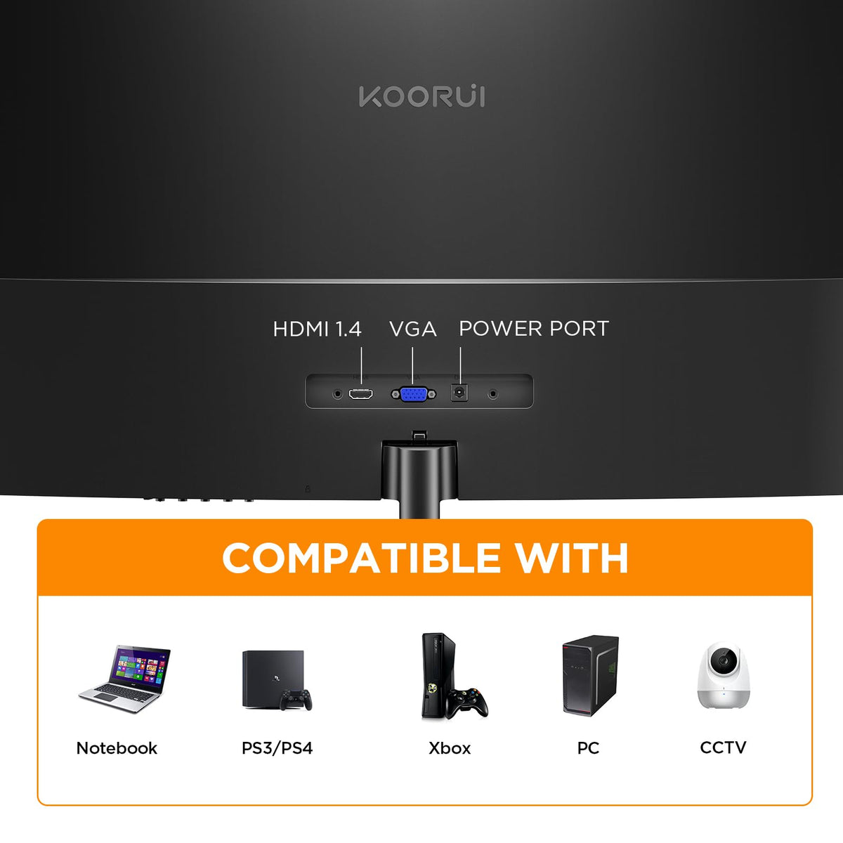 KOORUI 24 inch Curved Computer Monitor, FHD 100Hz VA 1500R PC Screen
