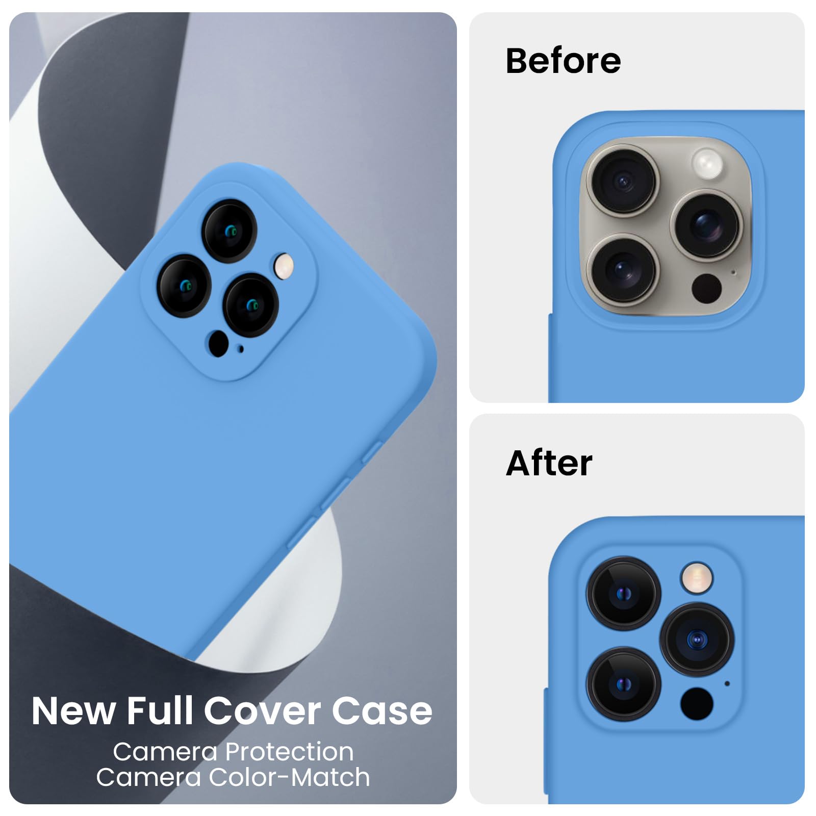 FireNova Designed for iPhone 15 Pro Max Case, Silicone Upgraded [Camera Protection] Phone Case, Soft Anti-Scratch Microfiber Lining Inside, 6.7 inch, Blue